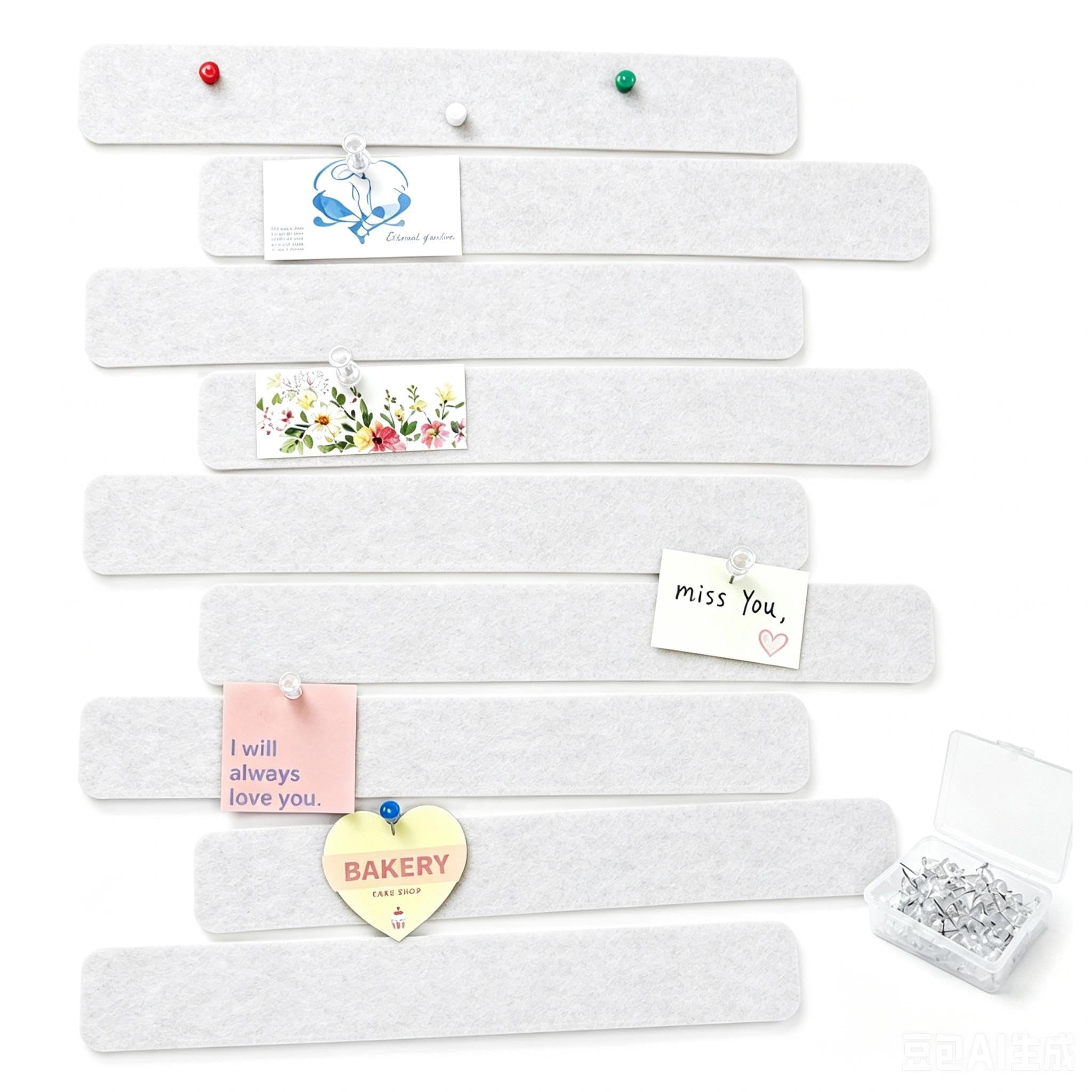 10 Pcs Self-Adhesive White Felt Cork Bulletin Pin Boards for Wall