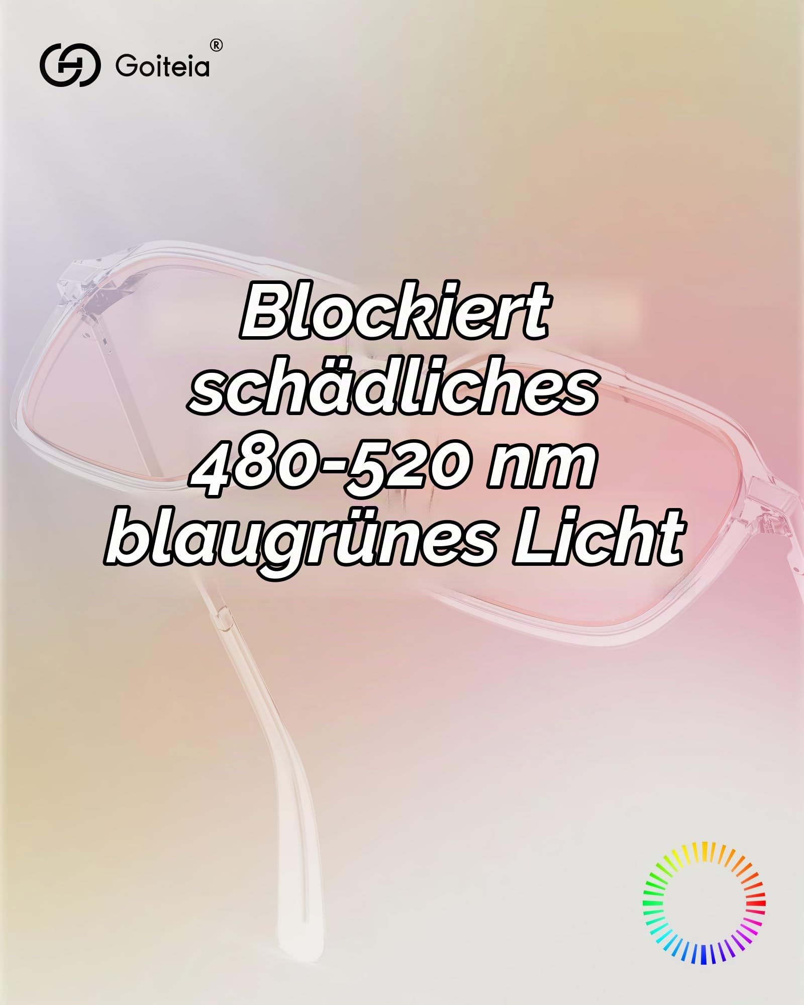 Goiteia FL-Rose Migränebrille – Lichtempfindlichkeitsbrille gegen fluoreszierendes LED-Blenden, Photophobie und Bildschirmblendung – mit Federbügeln für besseren Komfort