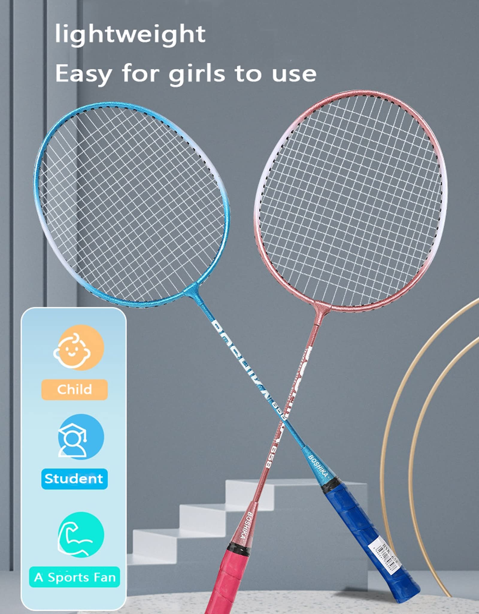 2 Stück Badminton Set Carbon Profi Badmintonschläger Leichtgewicht Badminton Schläger Federballschläger Set für Training Mit Tragetasche
