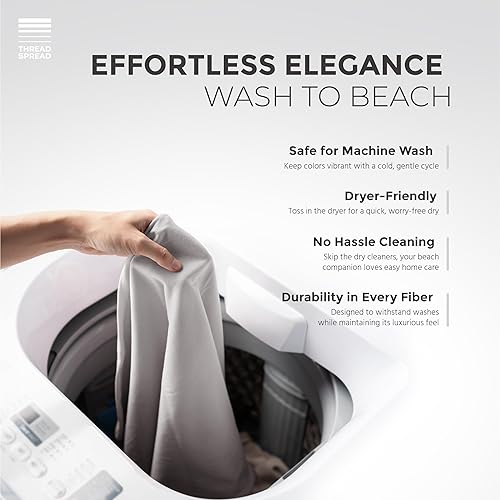 Miniatura 7 de THREAD SPREAD Juego de 2 toallas de playa 100 % algodón de gran tamaño, 39 x 71 pulgadas, con bolsa, de secado rápido y suaves, duraderas para