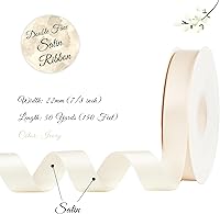Vista 2 de MAYREEL Cinta de satén marfil de 7/8 pulgadas, color crema claro, doble cara para envolver regalos, manualidades, lazos para el cabello, ramos