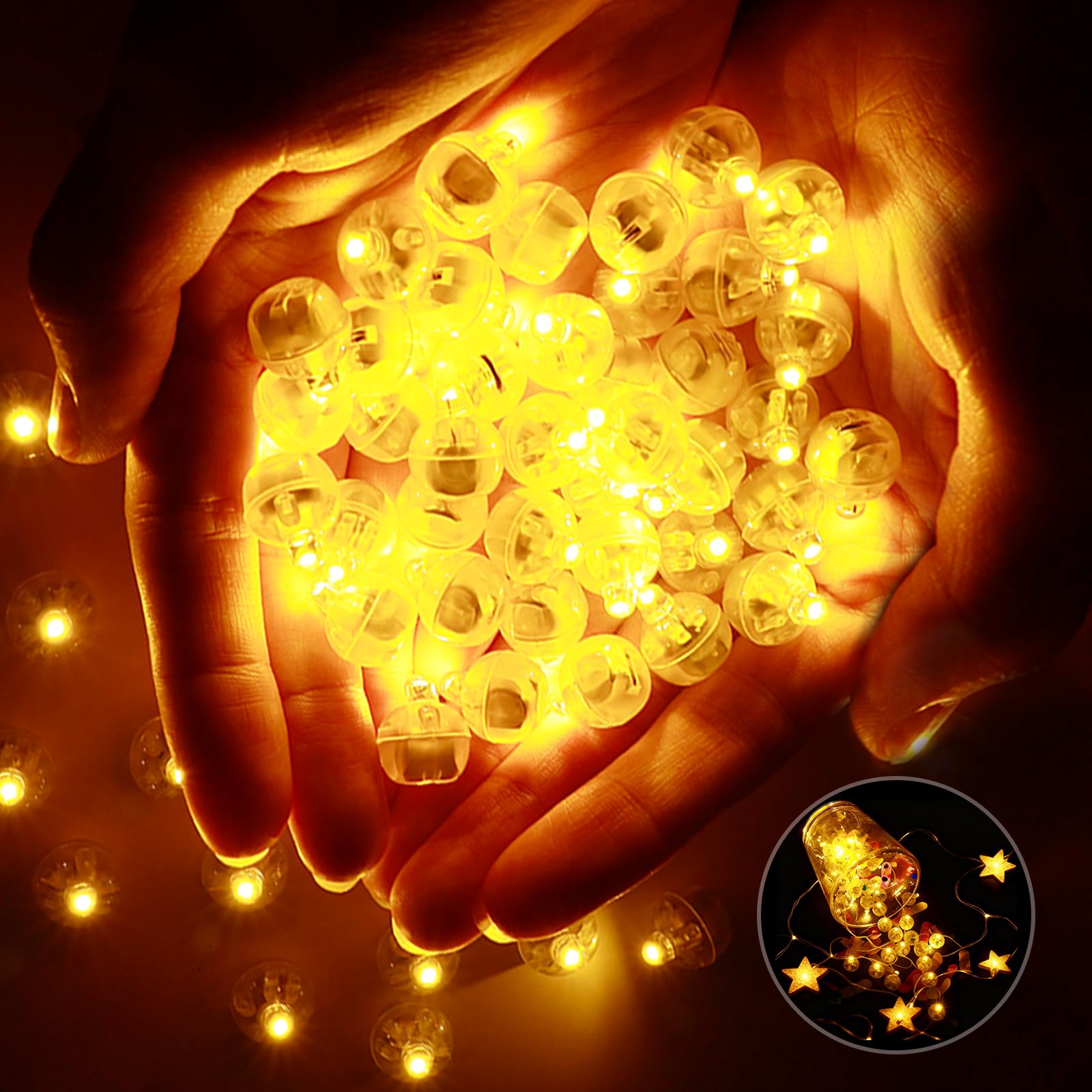Morofme 100 Stück Ballonlichter Mini, Warmweiß Led Ballonlichter, Mini Led Licht Runde Ballonlicht, Party Led Ballons Lichter für Papierlaterne, Glasflaschen, Geburtstag, Valentinstag, Ostern Dekor