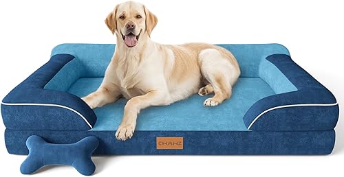 Miniatura 29 de Cama Extra Grande para Perros, Cama Ortopédica XL para Perros con Espuma Viscoelástica de Gel Refrescante, Cama Impermeable para Mascotas con Funda