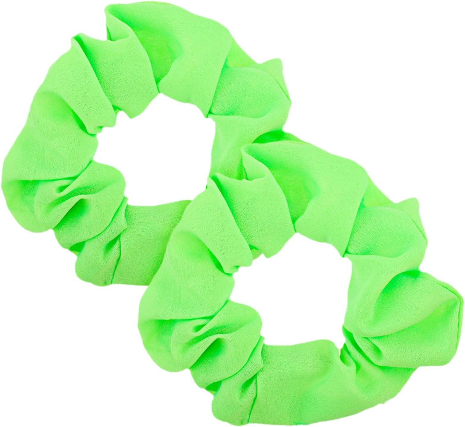 Lusofie 2Pcs 80s Neon Hair Scrunchies Large Scrunchie Green Scrunchy Elastics Hair Ties Ponytail Holder for Women and Girls Halloween