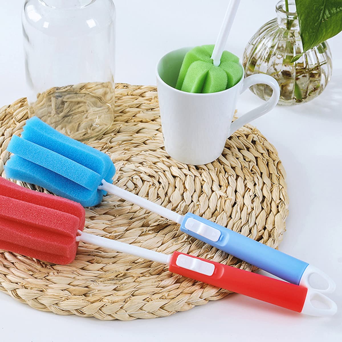 Scovolino Biberon 2 In 1 Con Spugna – Set Da 2 Pezzi, Colore Verde, Pulisci Fondo Biberon E Tettarella - 3