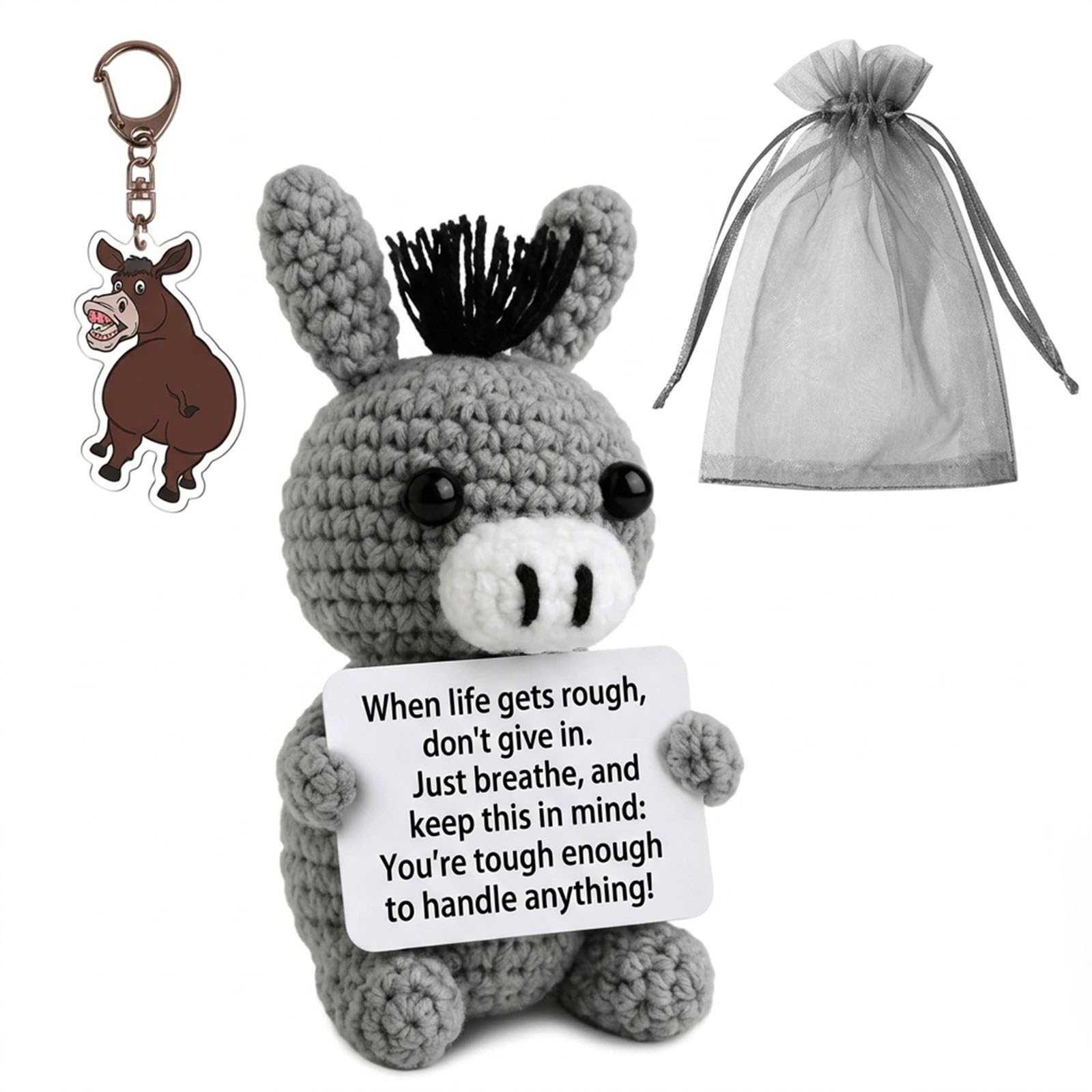 Tniytru Donkey Gifts, Emotional Support Crochet Animals with Message