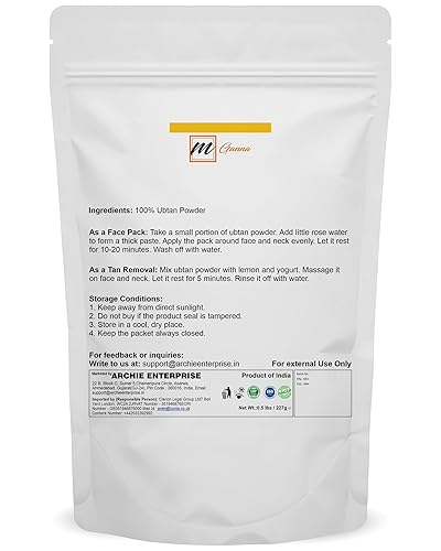 Miniatura 2 de Paquete facial Ubtan 100% natural en polvo y máscara facial para una piel suave y brillante sin manchas de 0.5 libras  227 GMS
