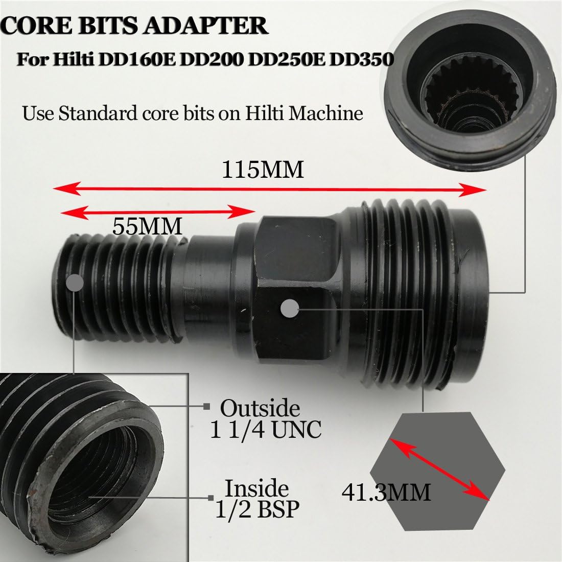 Creative Product SHDIATOOL DIAMOND CORE DRILL ADAPTER (DD-BL to DD-BS) for HILTI DD160E DD200 DD250E DD350 Converts Hilti DD-BL Chuck to 1-1/4-7 (BS) Threaded Bit Connection 🛒 Crazy Deals SHDIATOOL DIAMOND CORE DRILL ADAPTER (DD-BL to DD-BS) for HILTI DD160E DD200 DD250E DD350 Converts Hilti DD-BL Chuck to 1-1/4-7 (BS) Threaded Bit Connection