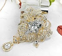 Vista 3 de Gyn&Joy Broche para mujer, 5 pulgadas, con diamantes de imitación de cristal transparente