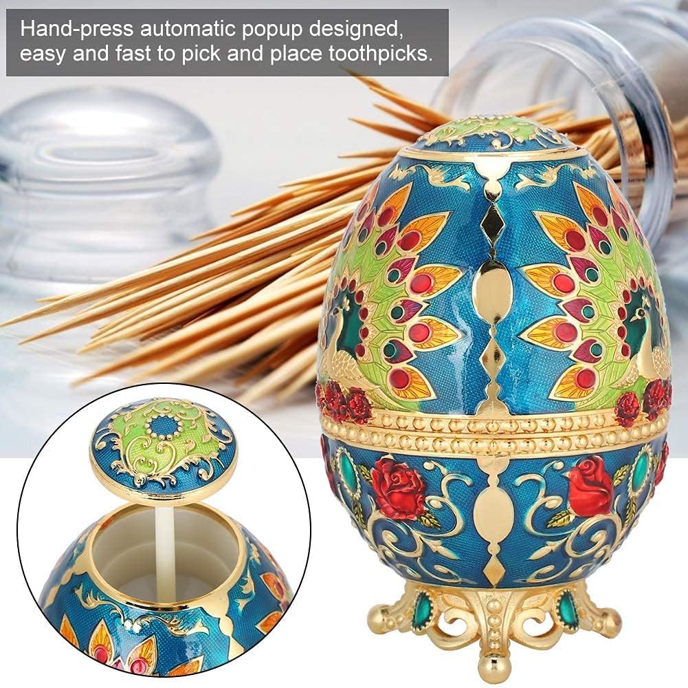 TOPINCN Toothpick Holder Vintage Egg Shape Portable Toothpick Dispenser with Bottle Opener for Home Kitchen Ornament