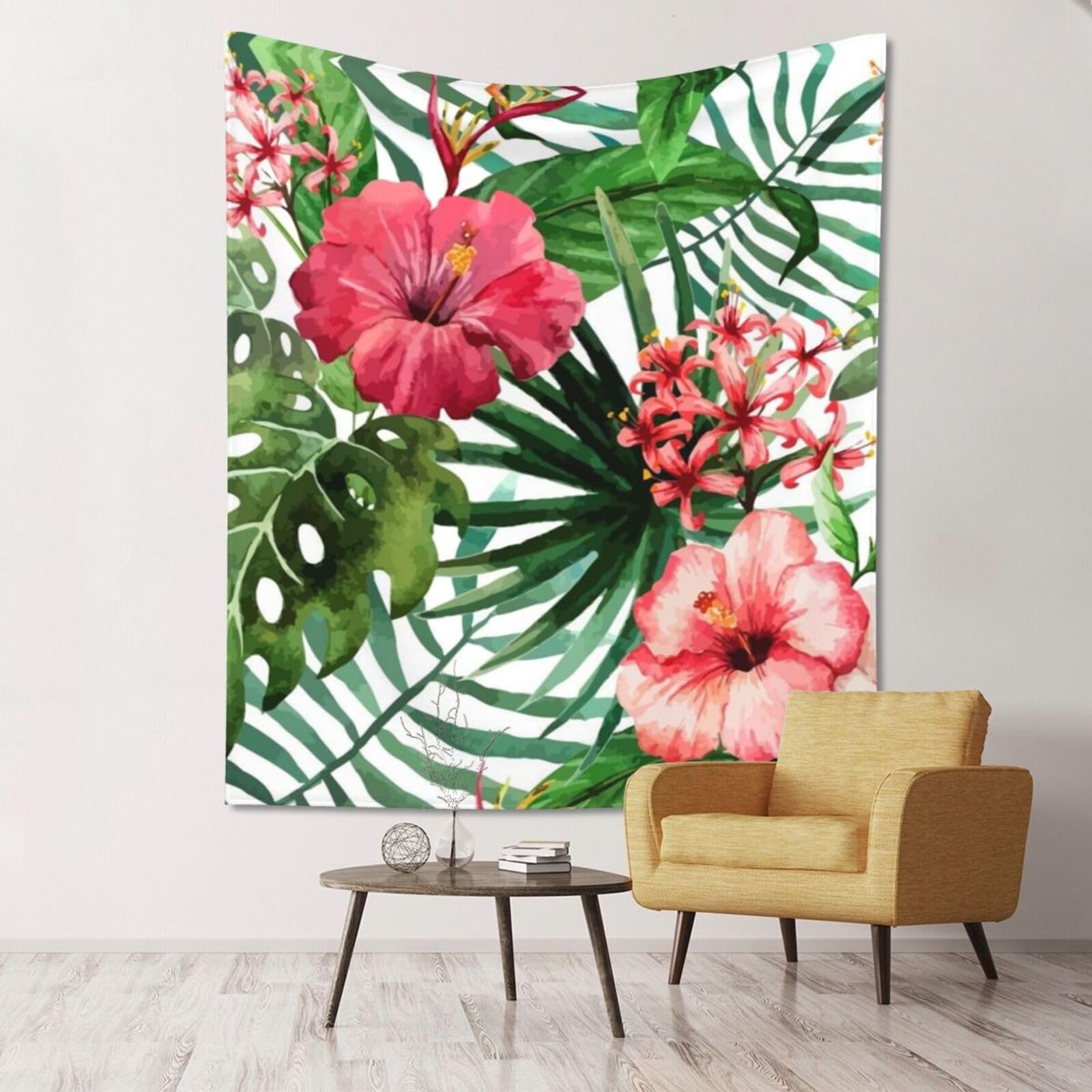 WKSGDSG Large Wall Hanging, Machine Washable Tapestry For Dorm Room, Hibiscus Flower, Lightweight Polyester Wall Art For Bedroom Living Room, 152x130cm