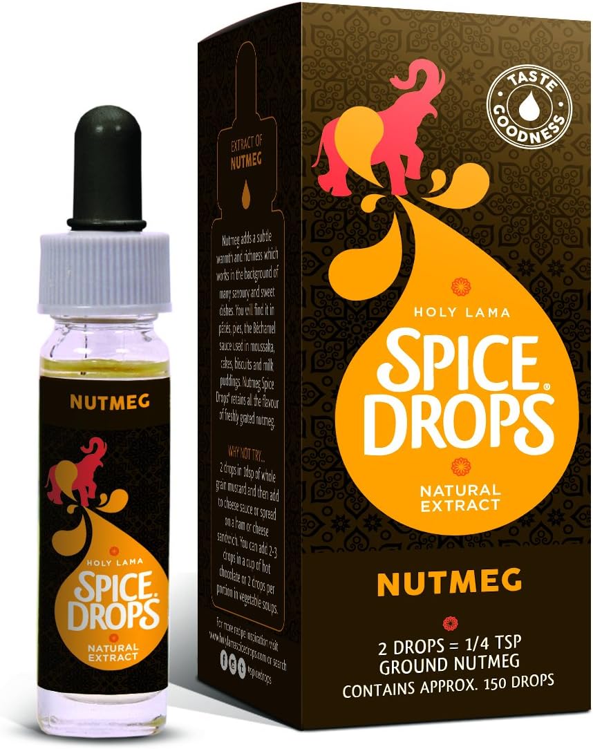 Holy Lama Natural Pure Nutmeg Extract Spice Drops No Artificial Coloring, Preservative, or Flavoring (5 ml / 0.17 fl oz)