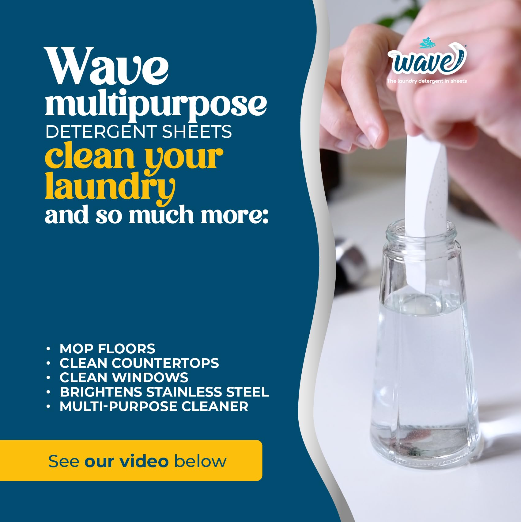 Wave Washing Sensitive - środek do czyszczenia arkuszy - 100% PLASTIC ZA DARMO - 32 pranie - Made in Italy - Ekologiczny - Biodegradowalny