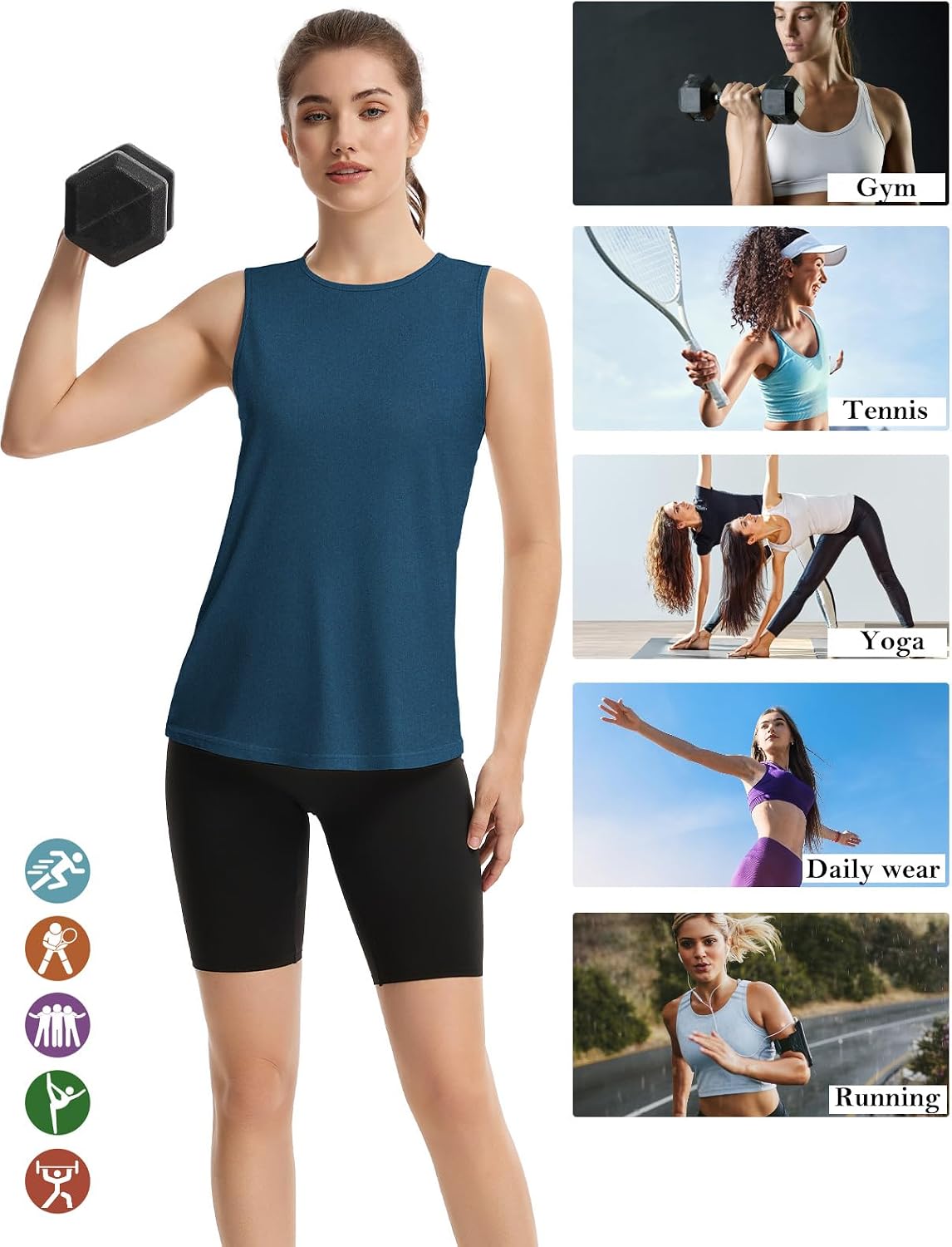 LURANEE Women Cross Open Back Workout Tank Tops Sleeveless Top Yoga Gym Running Shirt