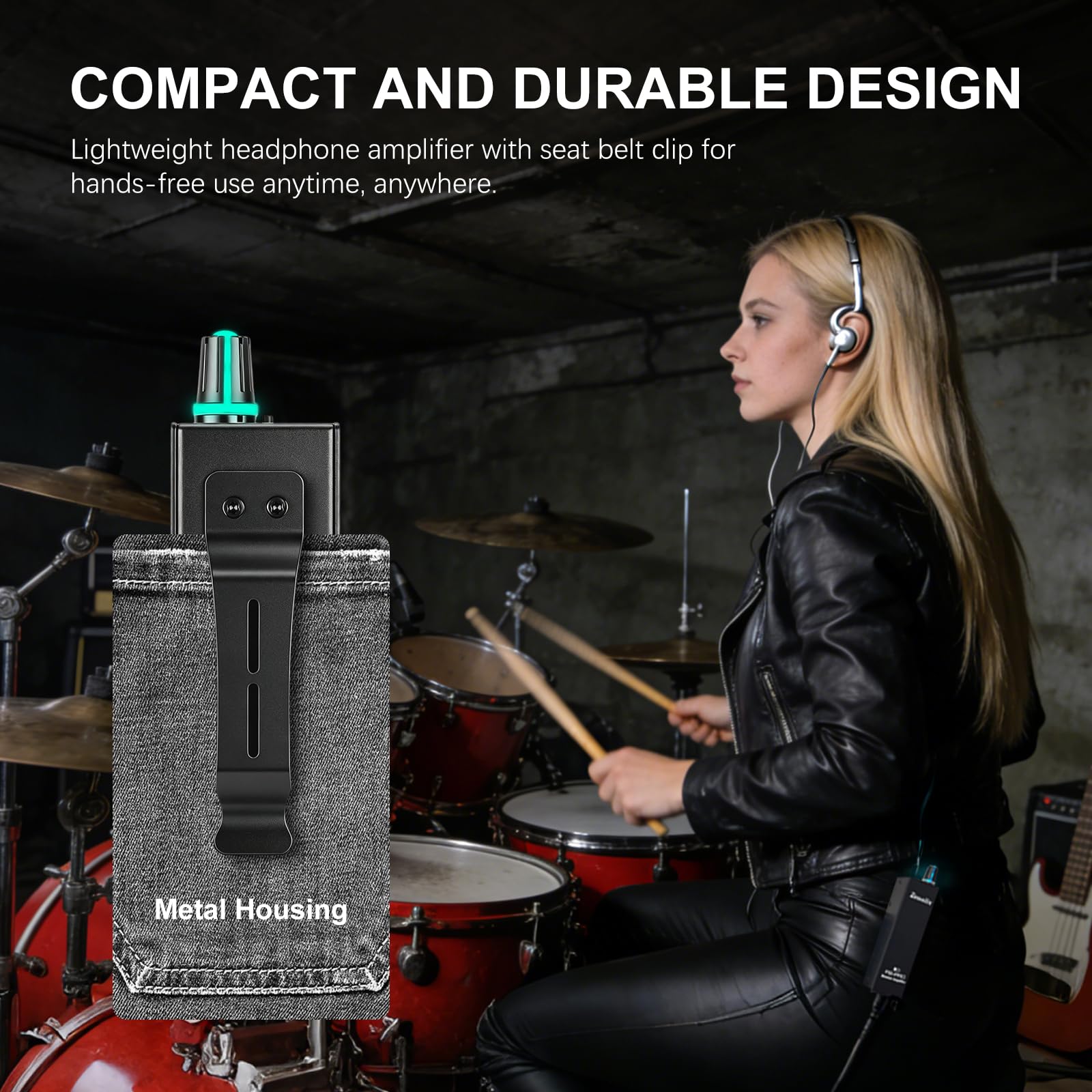 P2-Pro Tragbarer In-Ear-Monitorverstärker Kopfhörerverstärker XLR/TRS 3,5mm Ausgang Gürtelclip Stereo/Mono