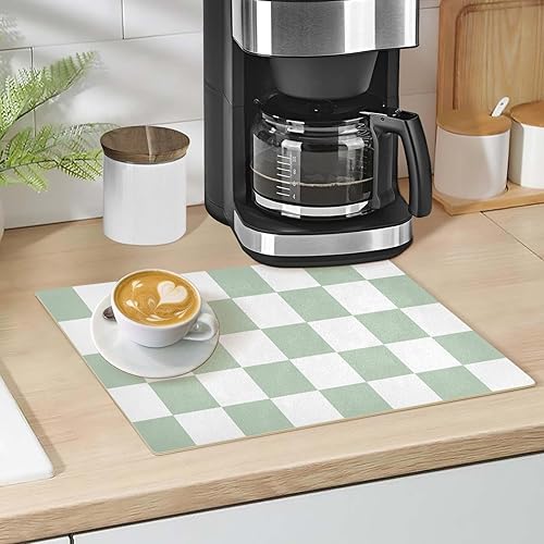 Vista 33 de Tapete de café para cafetera, máquina para cafetera, mesa, tapete absorbente de cuero para secar platos para encimeras de cocina, 18 x 12 pulgadas