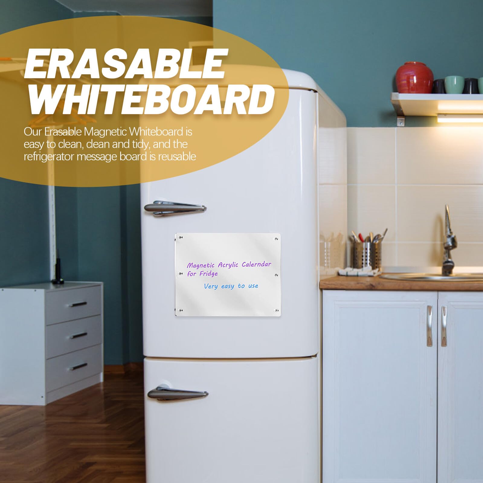 TOPBATHY Pizarra Magnética Borrado en Seco 42x30 Cm Acrílica Transparente para Refrigerador Organizador Semanal Planificador Hogar Oficina Escolar