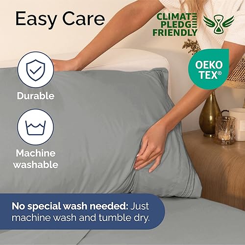 Vista 1608 de Juego de sábanas de 4 piezas tamaño king, extrasuaves, transpirables y refrescantes con esquinas profundas, sábanas de fácil ajuste y sin arrugas