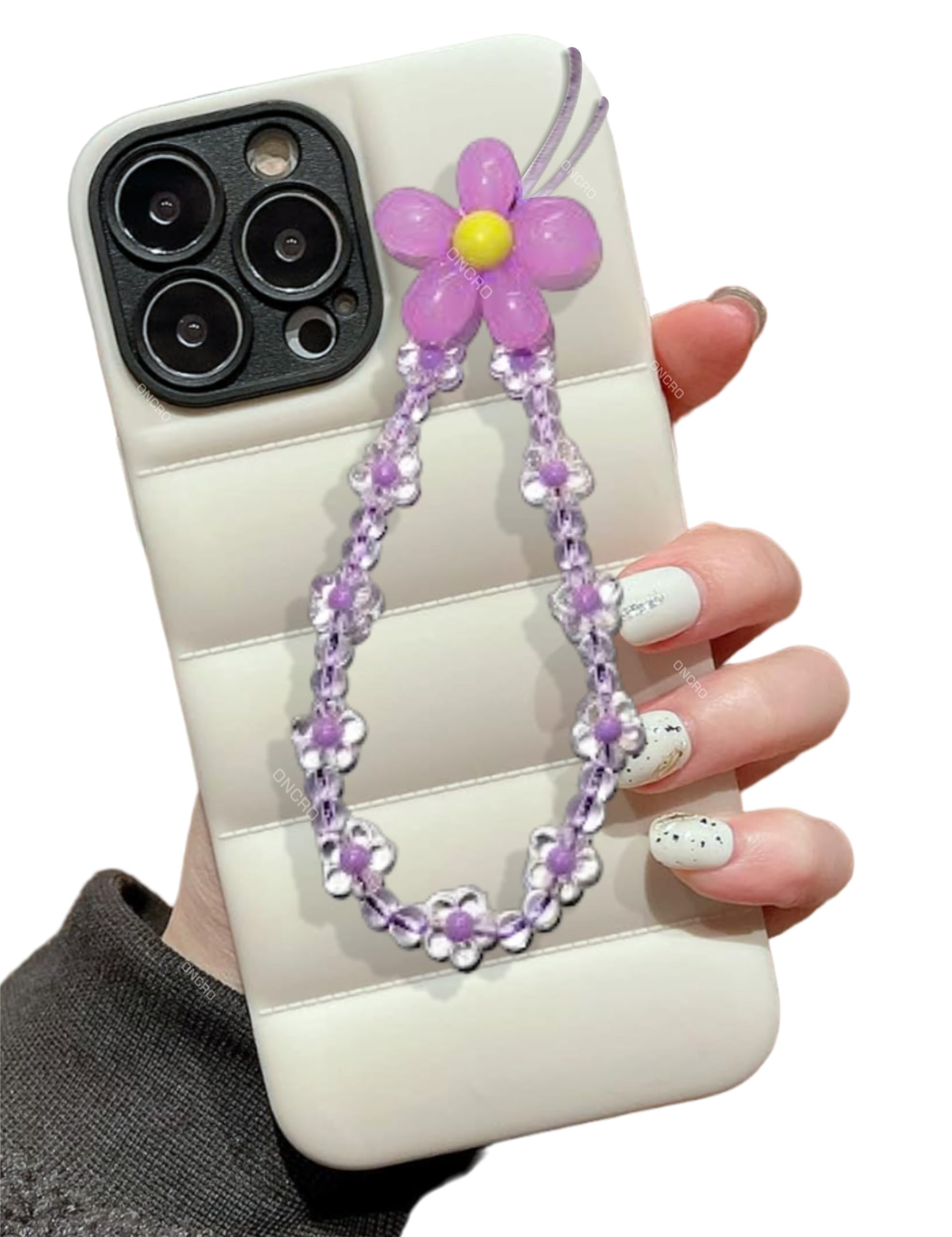 Purple big Crystal clear Acrylic flowers beads bracelet phone charms hangings handmade aesthetic for mobile cover string good luck lanyard cute for women girls kids beaded wrist strap-image-46