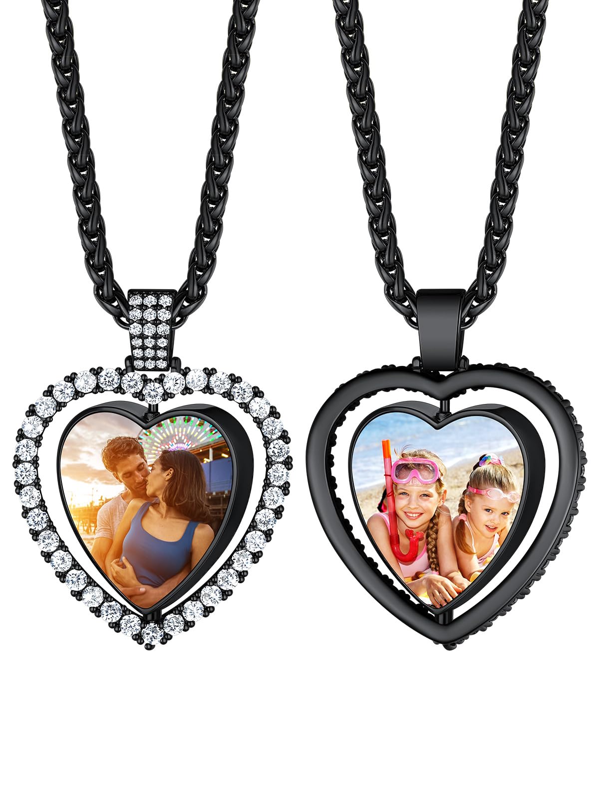Custom4U Picture Necklace Personalized Photo Circle Chain for Men Women