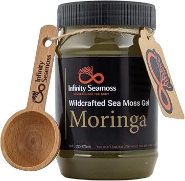 Infinity Seamoss - Sea Moss Gel + Moringa | St. Lucia Wildcrafted Sea Moss | 100% Organic 16oz