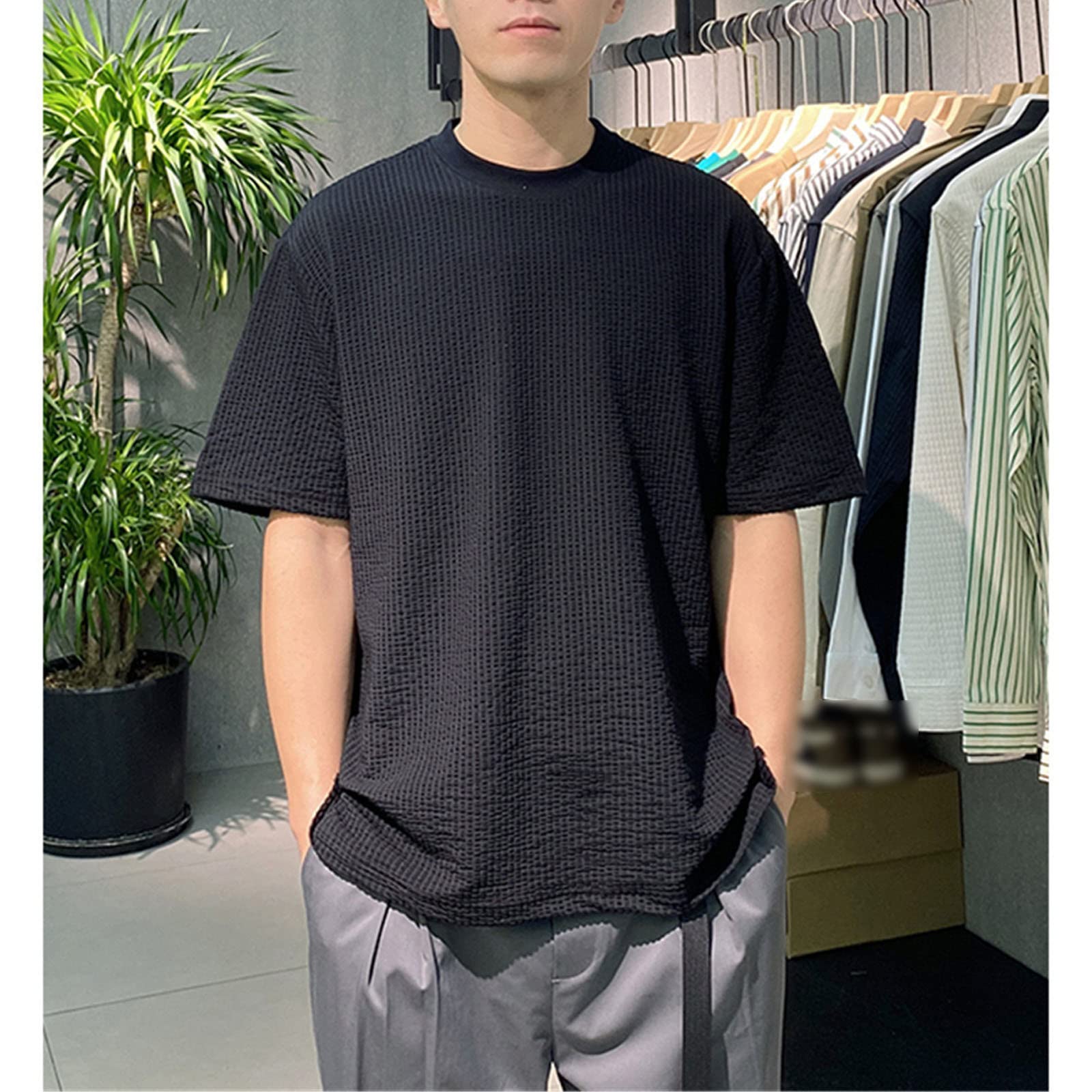 Camiseta de algodón para hombre, camiseta básica de verano de color sólido, manga corta, estilo casual