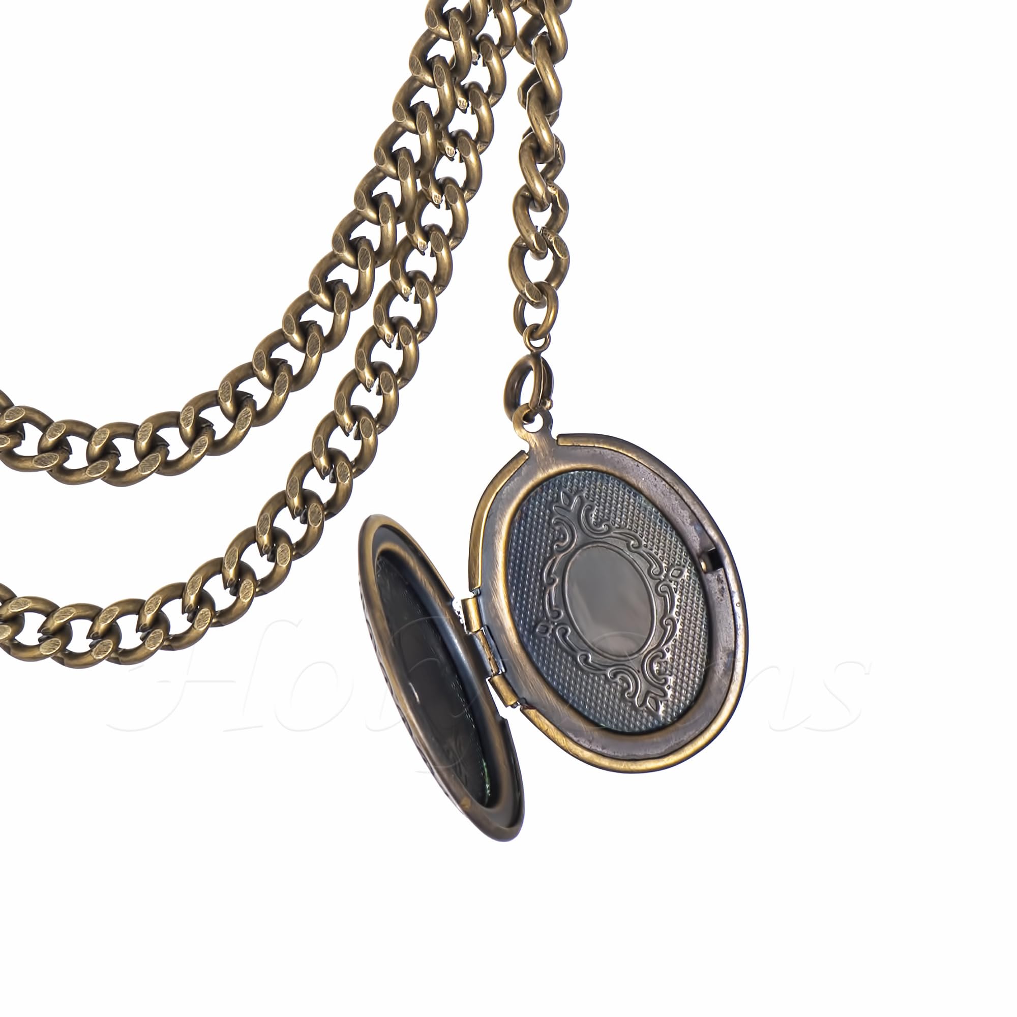 Catena per orologio da tasca in bronzo anticato con ciondolo medaglione