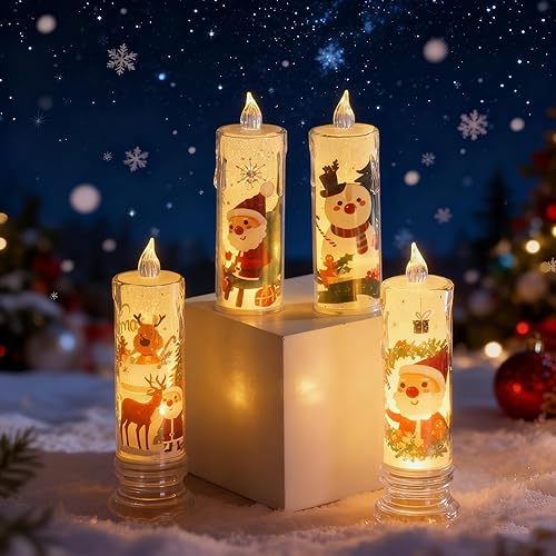 Velas sin llama, velas LED realistas, juego de 4 velas que funcionan con pilas para decoración de Navidad del hogar, otoño, habitación
