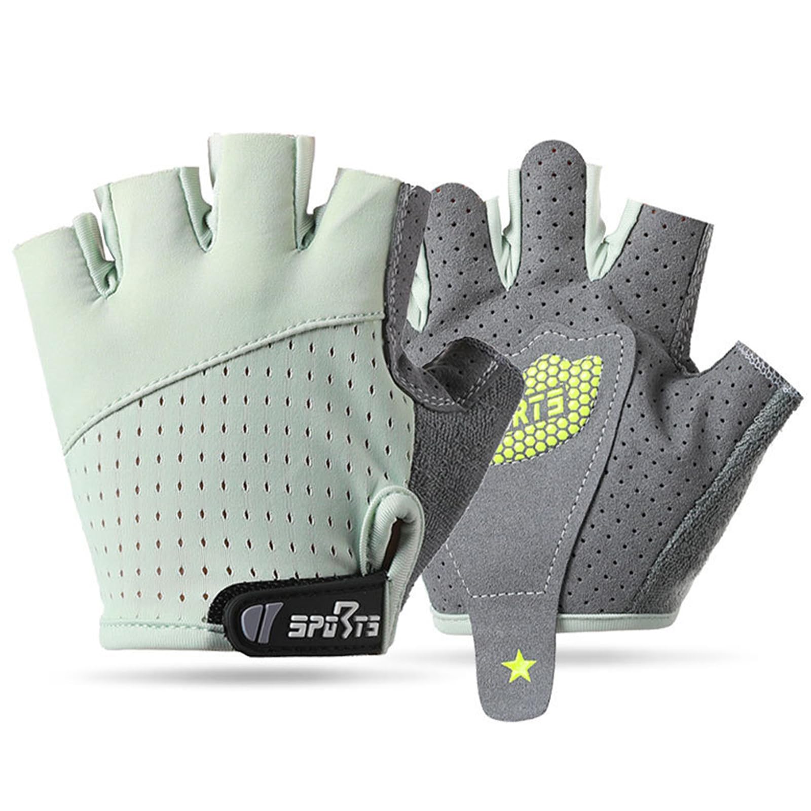 FYting Fahrradhandschuhe Kinder,Reithandschuhe Kinder,Fingerlose Handschuhe,Bequeme Atmungsaktive, Schutzpalmen für Eislauf, Roller,Sportarten Im Freien, Sportunterricht(Grün,M)