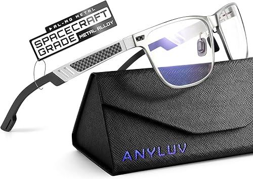 Miniatura 95 de ANYLUV Gafas de bloqueo de luz azul para hombre, gafas de juegos de computadora, ligeras, de metal Al-Mg, protección ocular antifatiga ocular