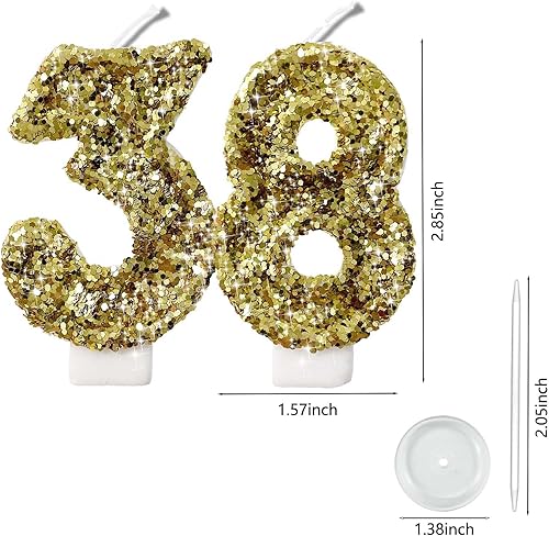 Miniatura 63 de Velas de números con purpurina de oro rosa de 2.8 pulgadas, muchos colores, regalos de cumpleaños de 22 años, velas de cumpleaños, velas de números