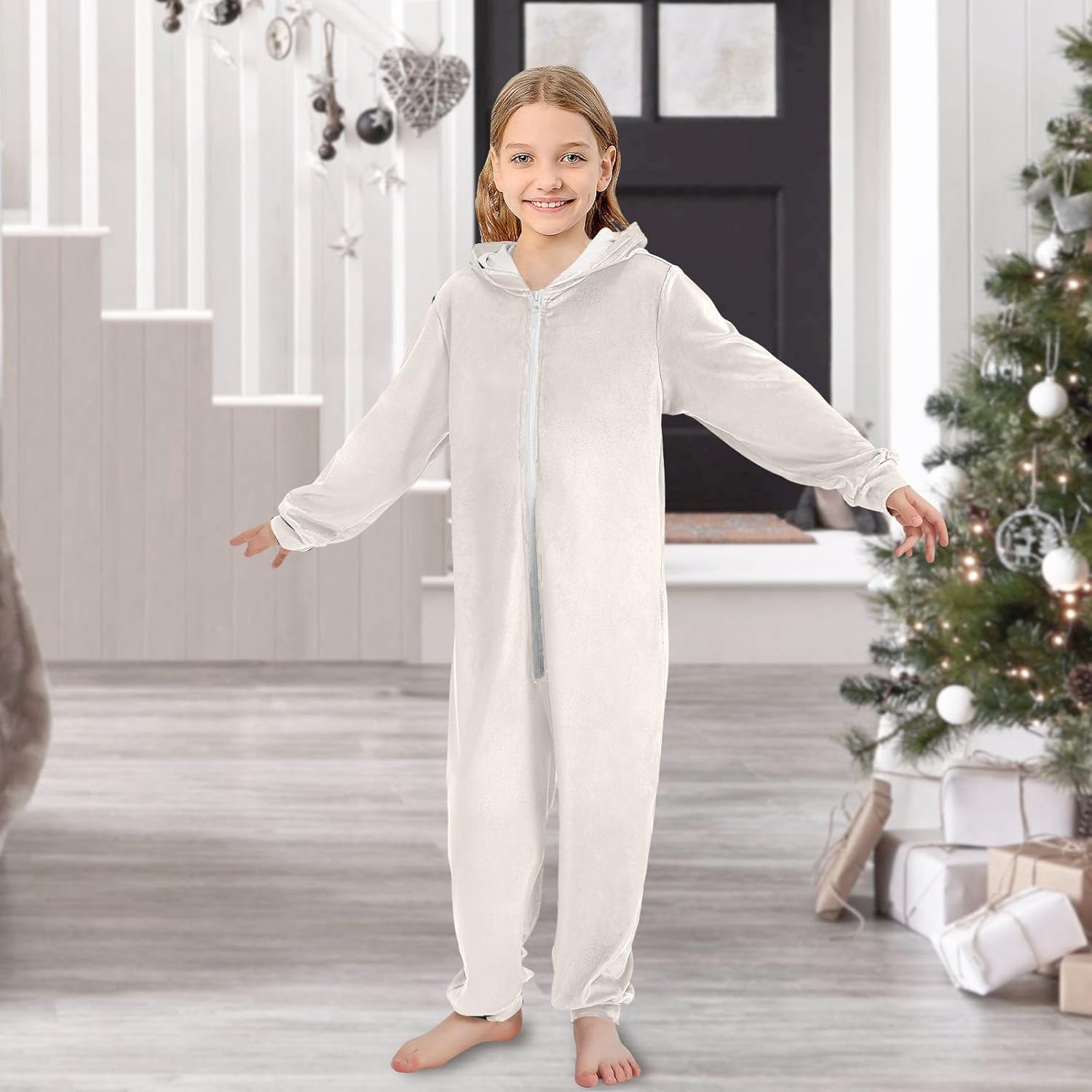 CHIFIGNO Unisex Onesie Kids One-piece Hooded Jumpsuit Halloween Cosplay Costume for Autumn Winter