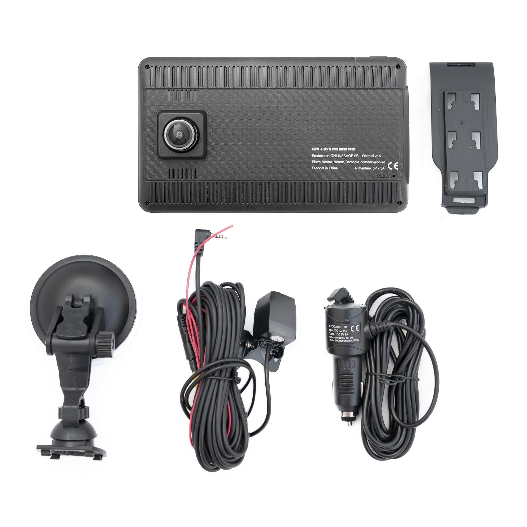 Sistema di navigazione GPS con DVR integrato PNI S932 Pro Display 7 pollici, memoria 32 GB, RAM DDR3 2 GB, Android 13, trasmettitore FM, Mirror Link, Carplay e Android Auto, telecamera
