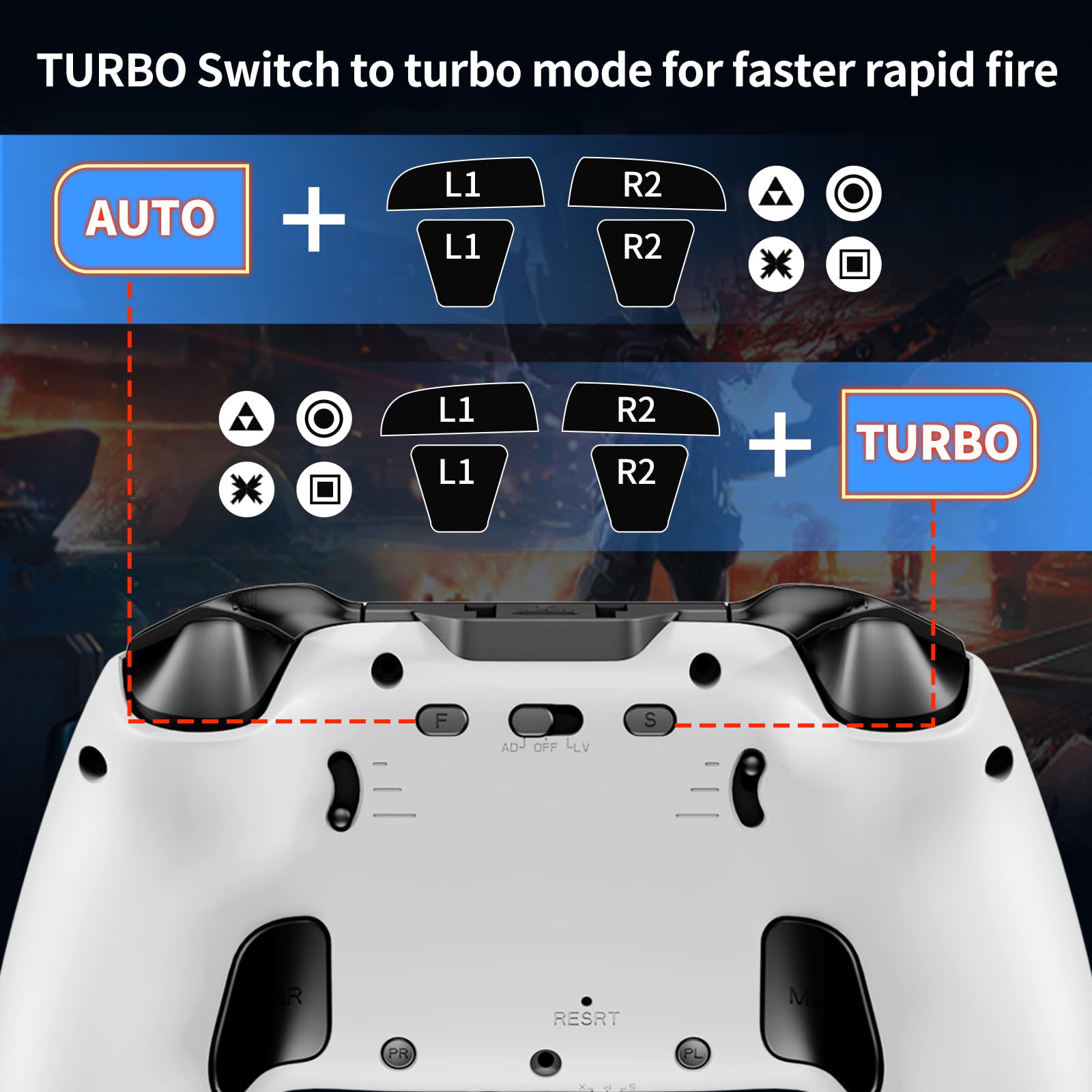 Wireless Controller for PS5, Compatible with PlayStation 5 /PS5 Pro/Slim/PC, with Hall Effect Joysticks, Back Paddles & Macro, Turbo, Dual Vibration, 6-Axis Gyro, RGB Ring, 1000mAh, 3.5mm Audio Jack