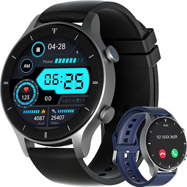 G-TiDE Smart Watch, Answer/Make Call, 10-Day Battery Life Smartwatch, VC52 Heart Rate Temperature Blood Oxygen Monitor, Bluetooth5.2, IP68 Waterproof, 24 Sports Modes, Android/iOS, Gray