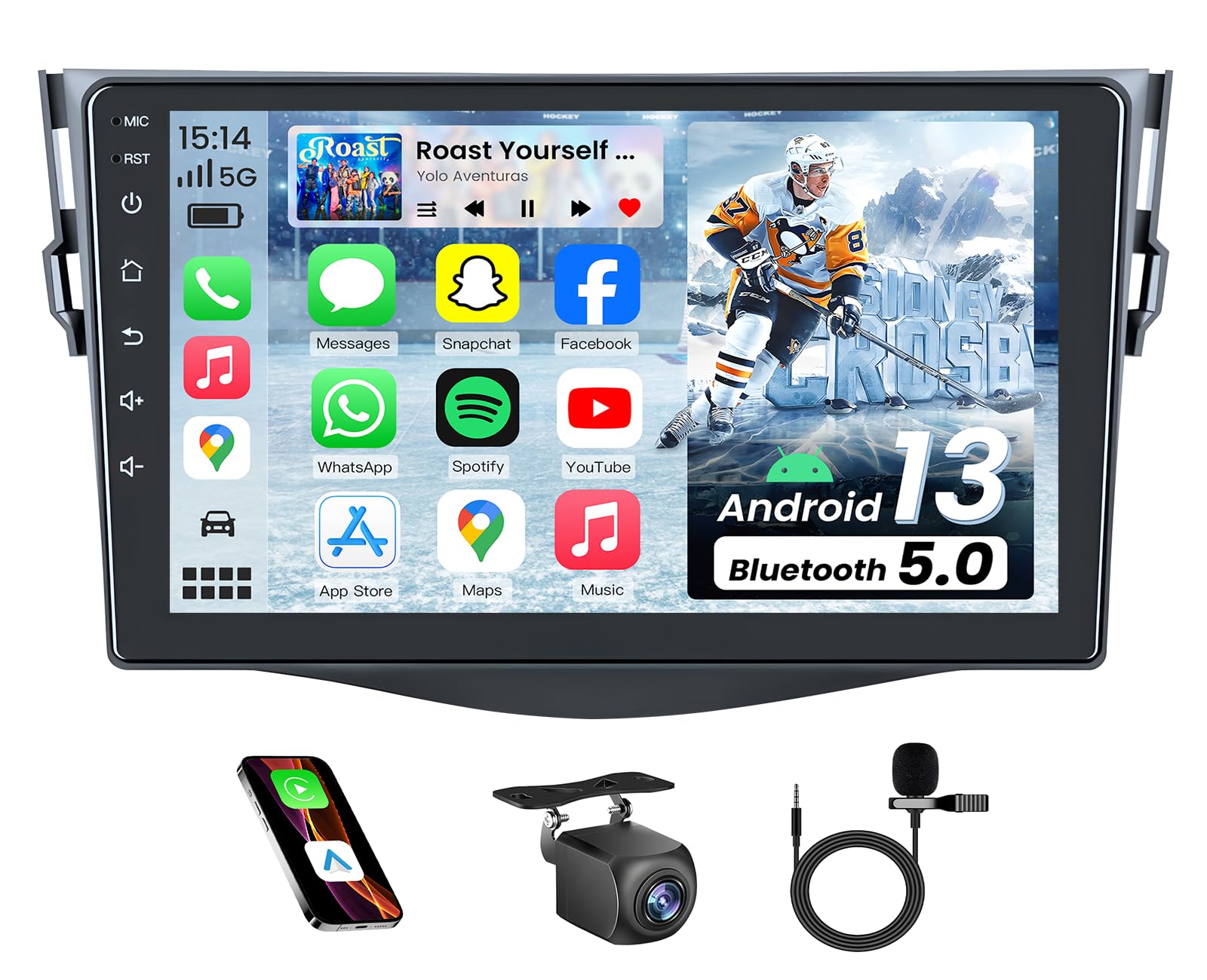 4Core + 64G ROM Upgrade Car Radio for Toyota RAV4 2007 2008 2009 2010 2011 2012: 9 inch 1280*800 HD Touchscreen Stereo with Wireless Carplay Android