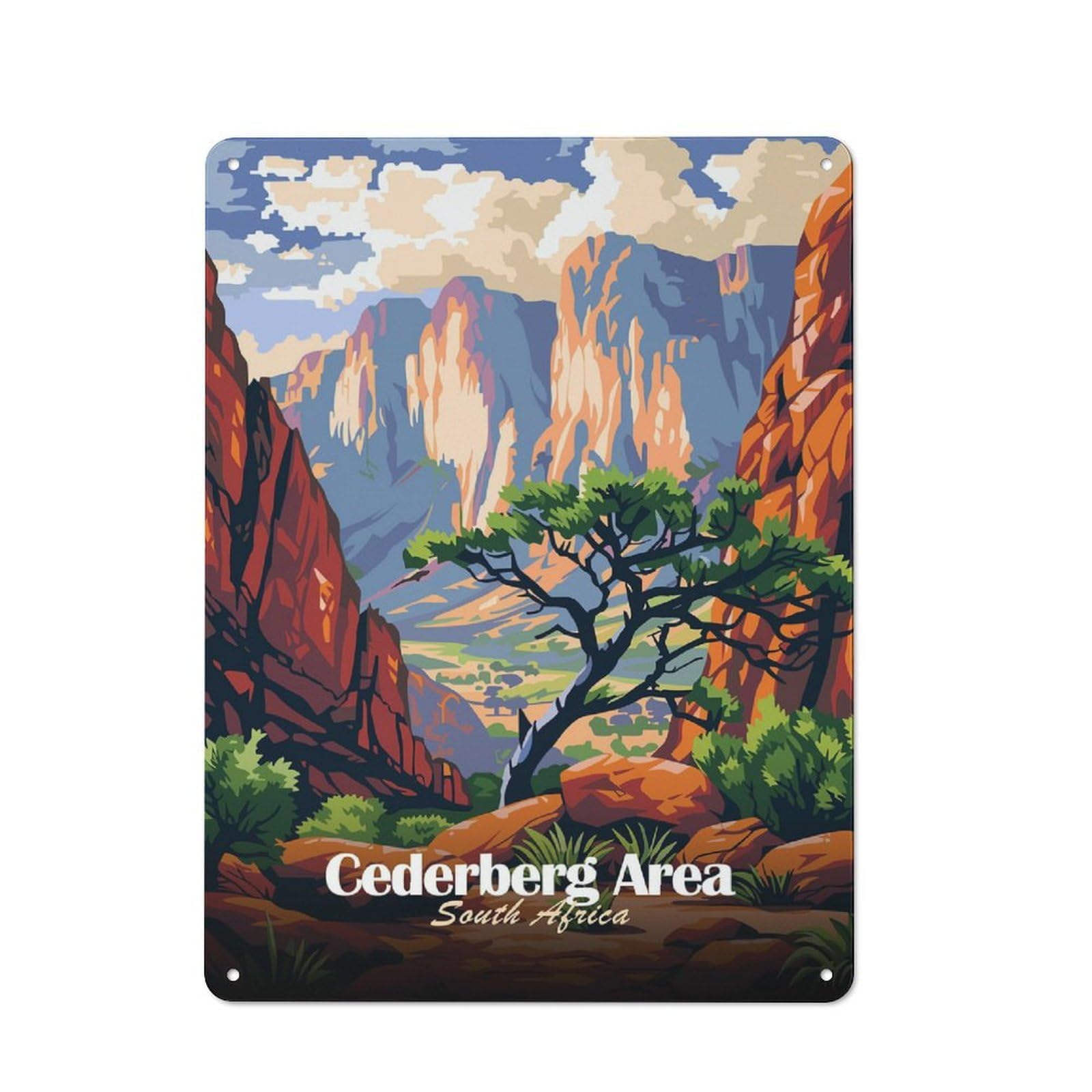 Junmoney Style-19 Rustic Metal Wall Sign 40X30cm Featuring Cederberg Area, South Africa For Garage Wall, Tin Sign Wall Decor For Garages And Workshops