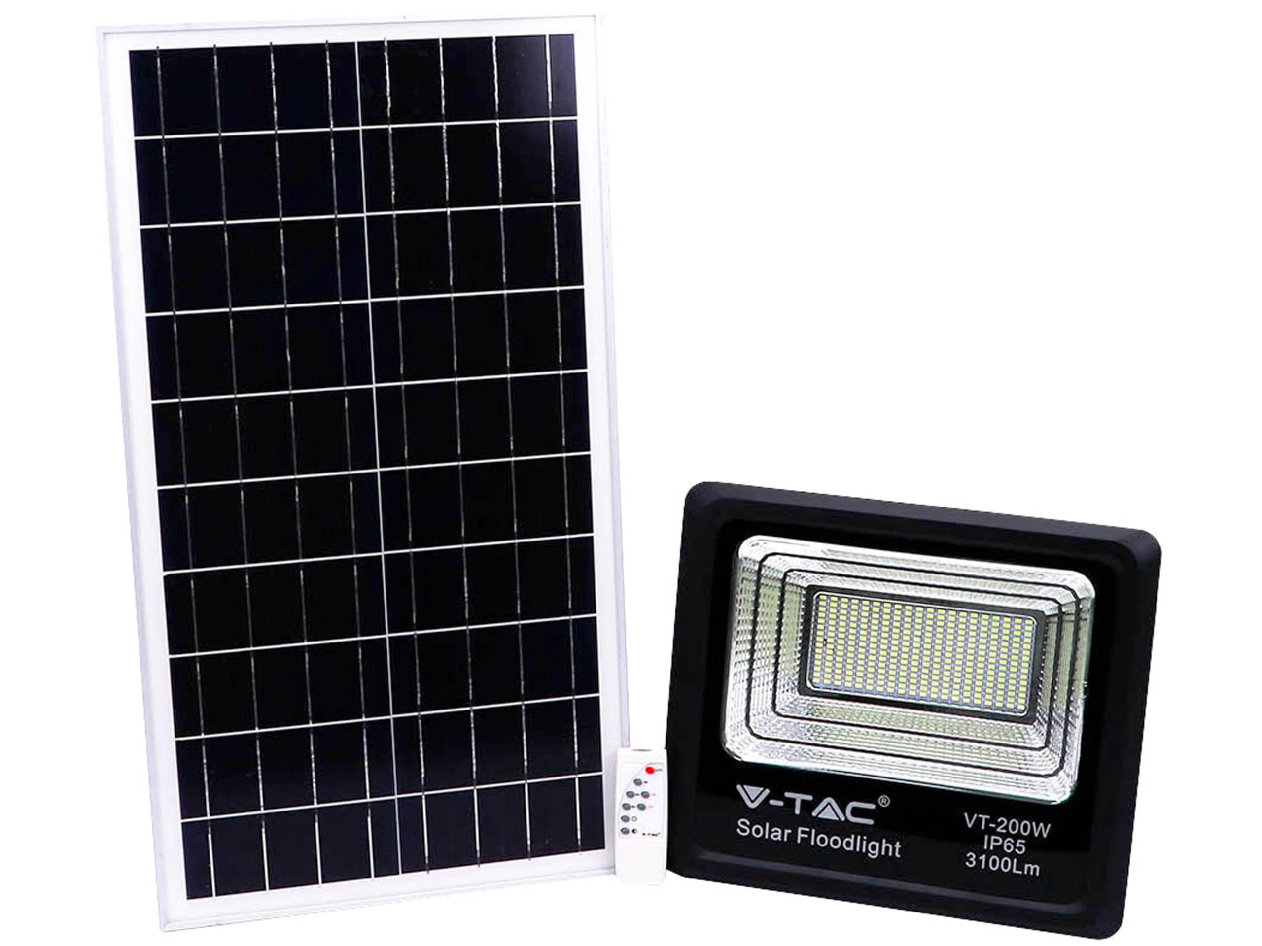 Faro LED 200W con Pannello Solare e Telecomando 6000K