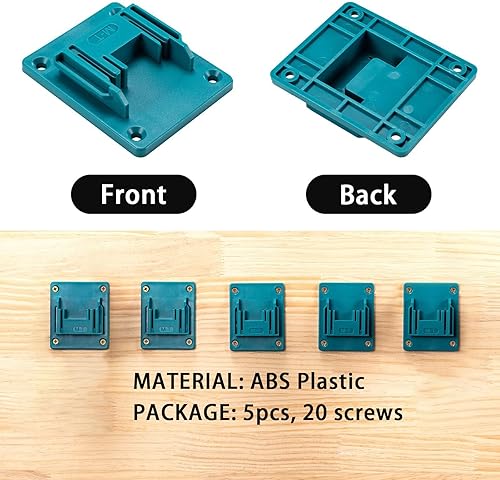 Miniatura 4 de Paquete de 5 soportes de montaje para taladro, compatible con Makita de 18 V de iones de litio para herramientas de taladro con 20 tornillos (azul