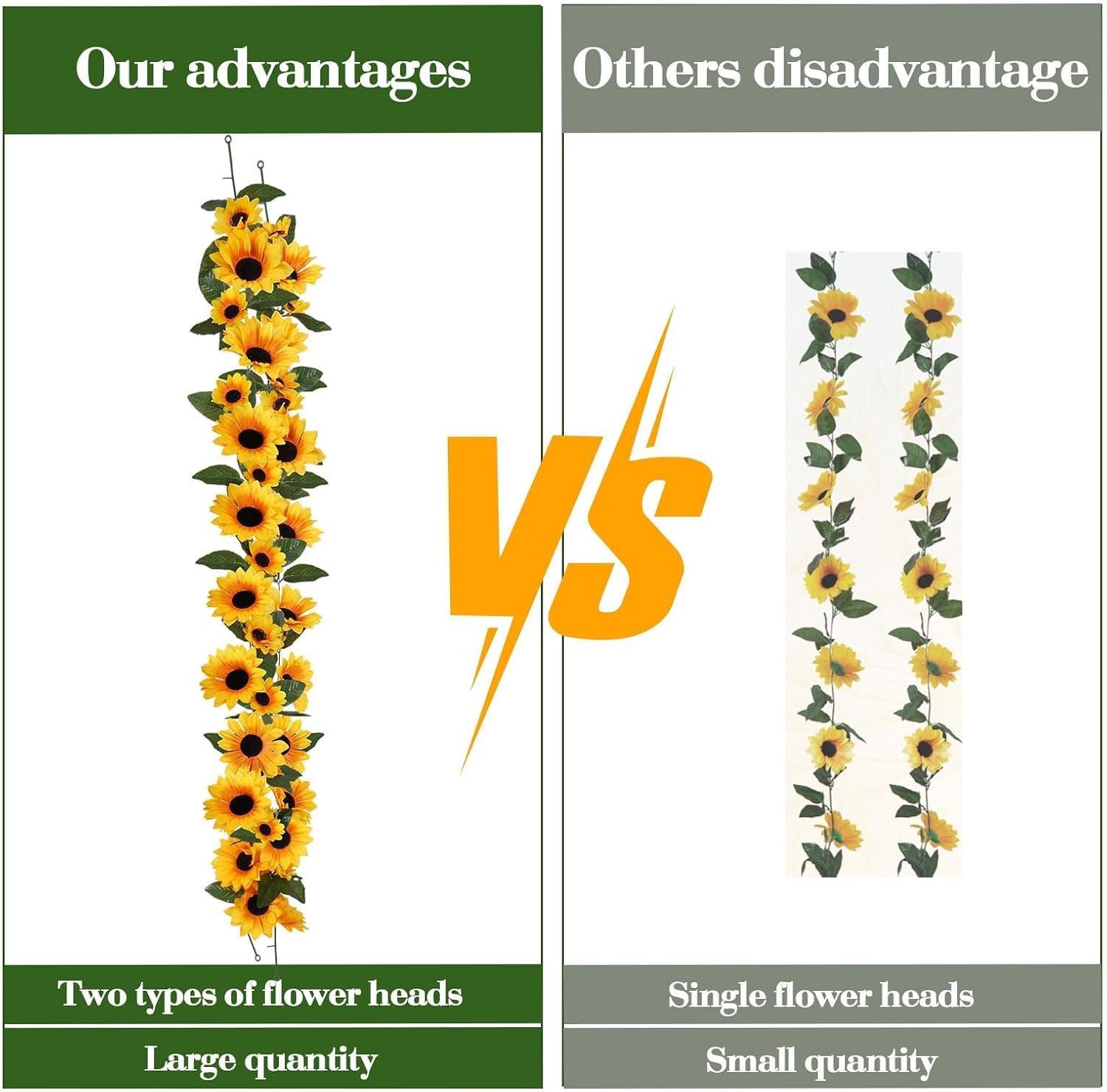 Zythrem 8Ft Sunflower Garland 4 Pack Artificial Sunflowers Hanging Vines Spring Garland Flower Garland Decorations for Baby Shower Wedding Party Kitchen Birthday Bedroom Wall Decor (Yellow)