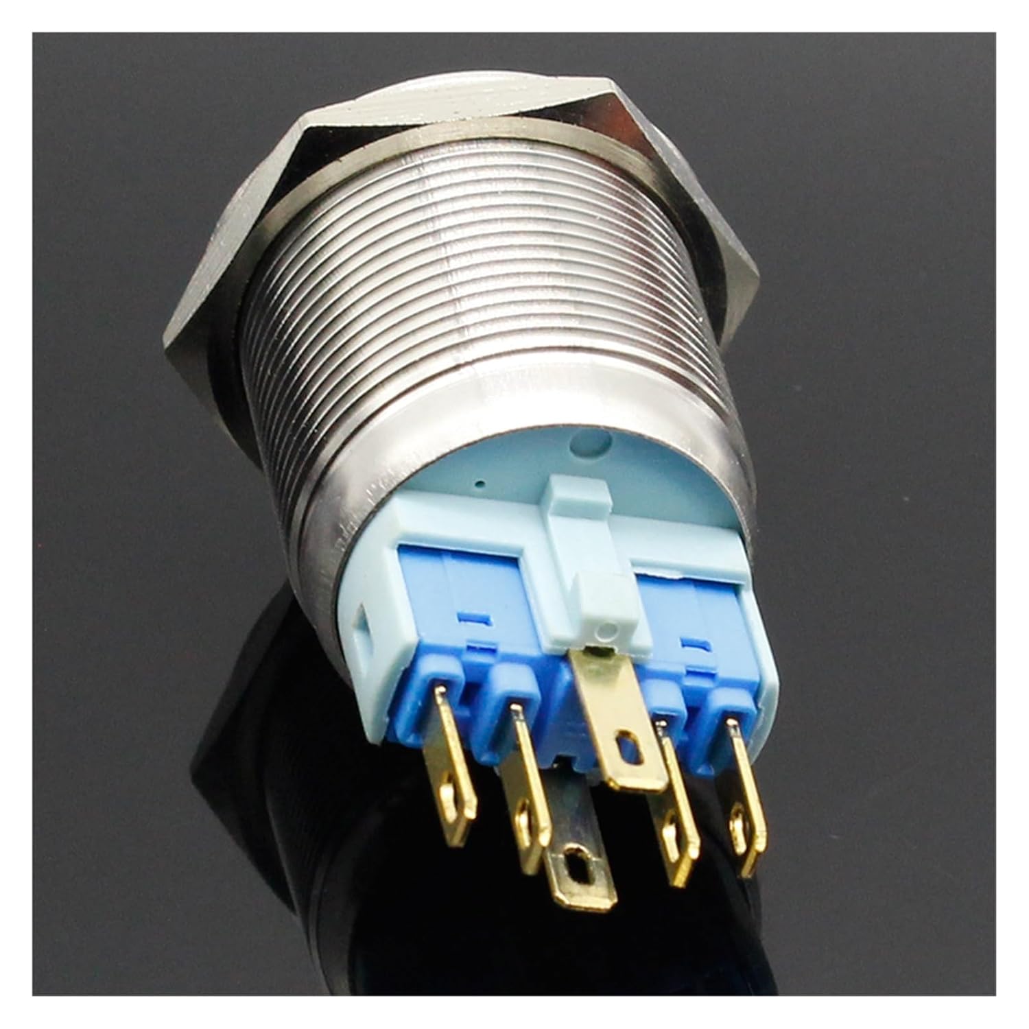 22mm Waterproof self-Locking Stainless Steel Metal Light LED Light Horn Power Button Switch car Engine Start PC 5V 12V 24V(Blue,Locking,220V)