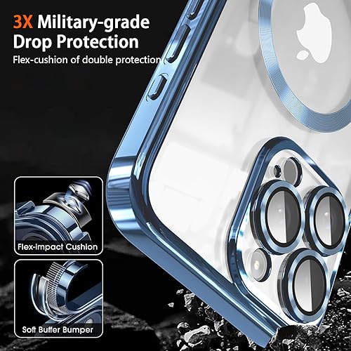 Miniatura 4 de Funda magnética para iPhone 15 Pro Max con protector completo de lente de cámara imanes N56 fuertes Compatible con Magsafe Funda transparente y