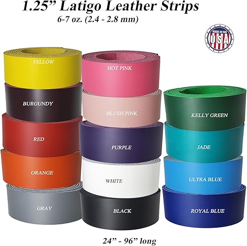 Miniatura 2 de Tiras de piel de 1,25 pulgadas de largo  6-7 oz (0.094-0.110in) Latigo tiras de cuero ideal para cinturones, collares, artesanía de cuero  Fabricado