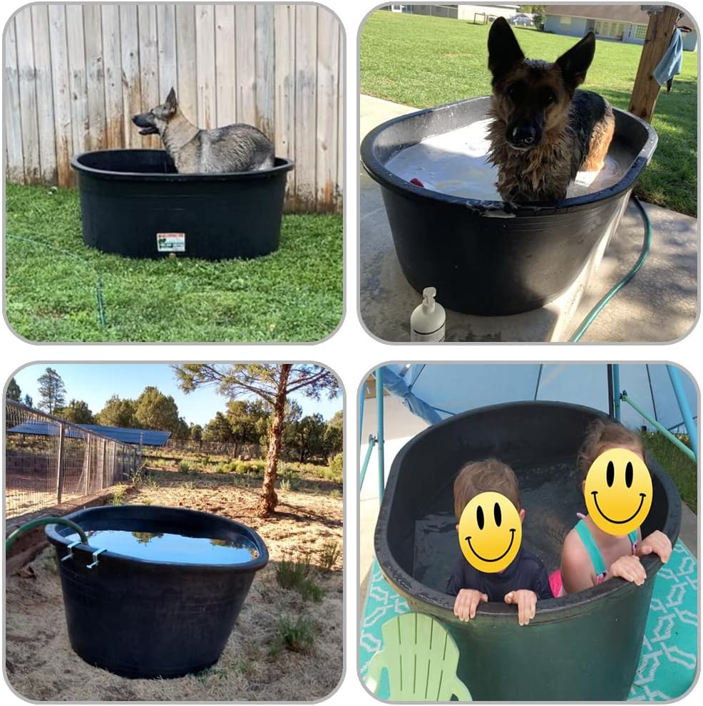YardJoyliz 110 gal. Heavy-Duty Oval Stock Tank Pool Cover Pond Water Trough Cover