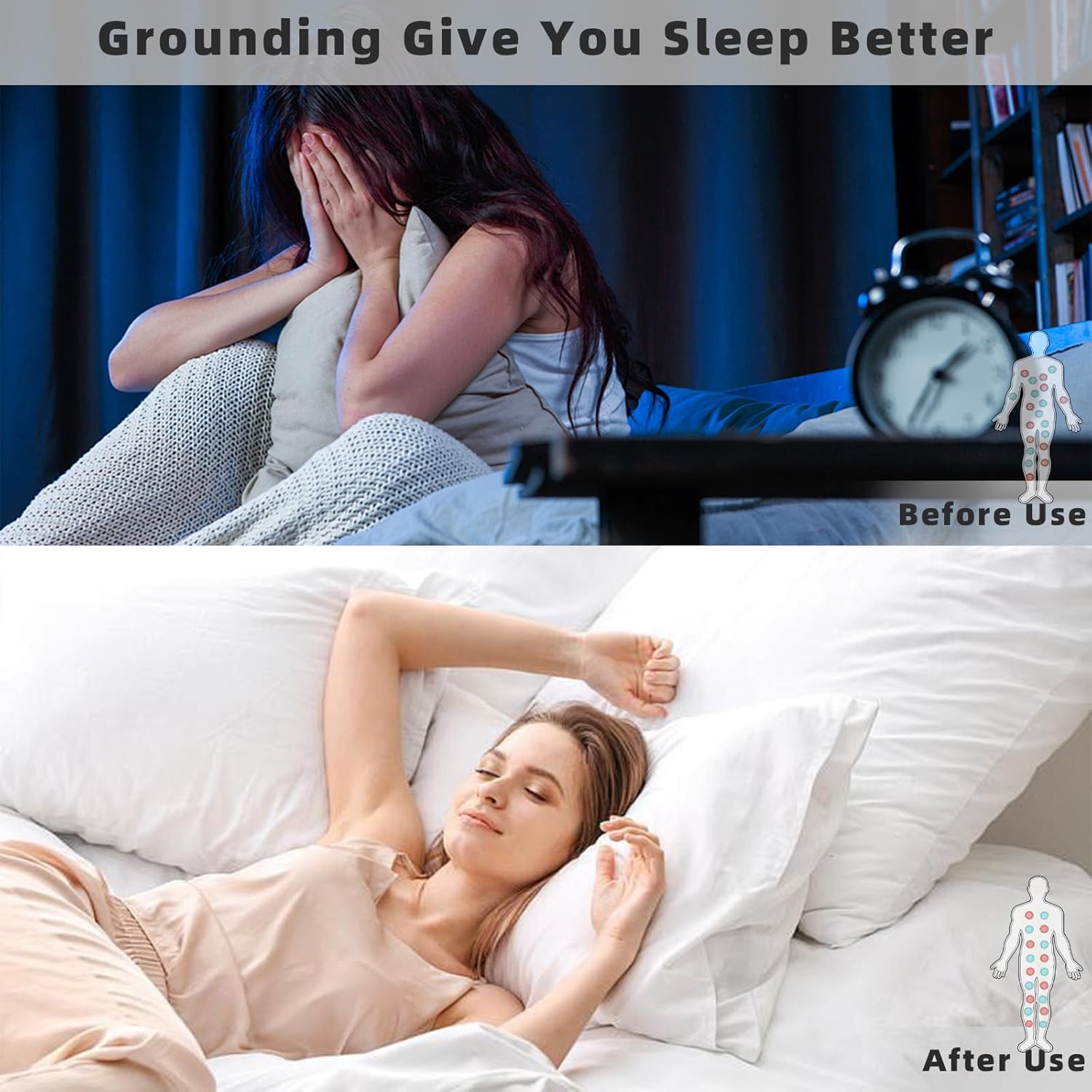 Grounding Sheets King Size,90% Organic Cotton+10% Pure Silver Fiber,Grounding Bed Sheets,Breathable and Soft Grounding Fitted Sheets(White)