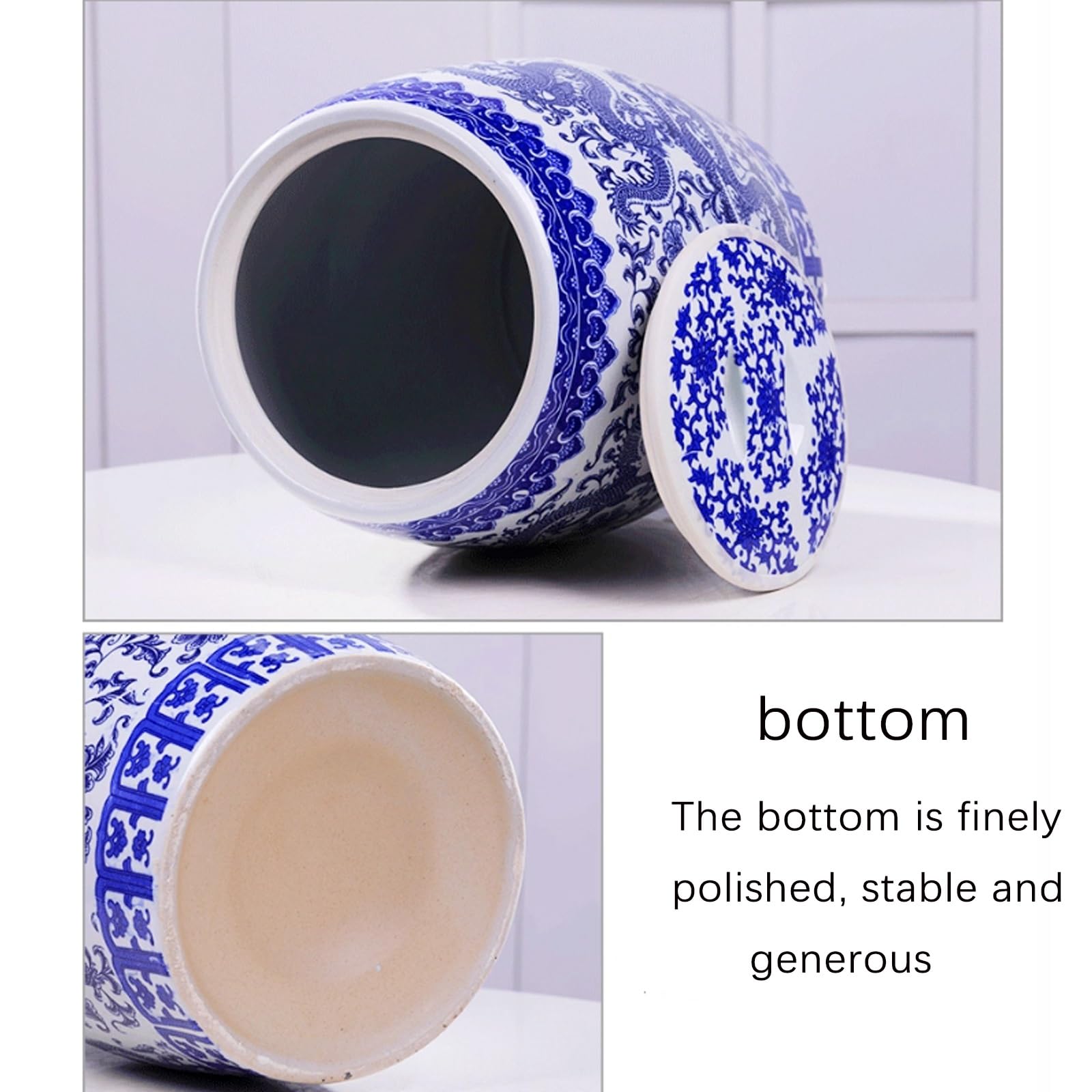 Barattolo cinese Barattolo per la conservazione del riso con coperchio la conservazione degli alimenti in ceramica Cilindro per il riso in ceramica Barattolo cinese sigillato di grande capacità(15kg)