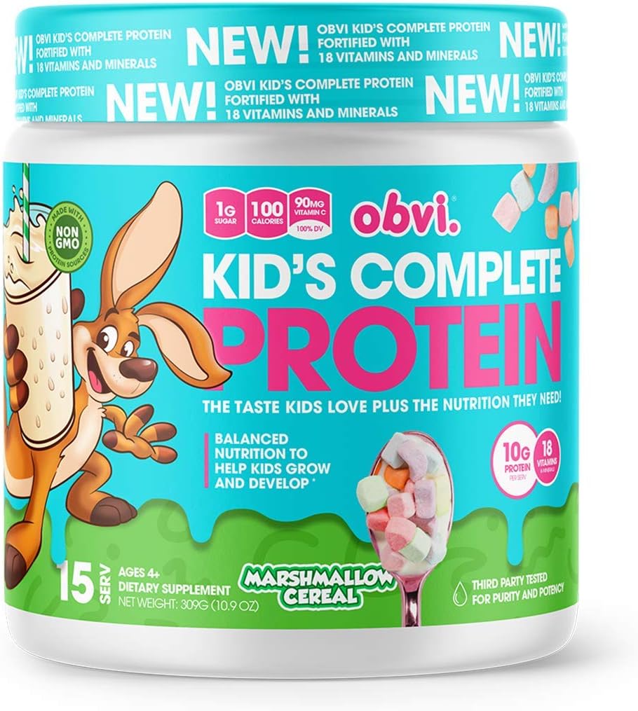 Obvi Kid's Complete Protein, High Protein, Gluten Free, Non GMO, 18 Vitamins & Minerals, Made in USA (Marshmallow Cereal)