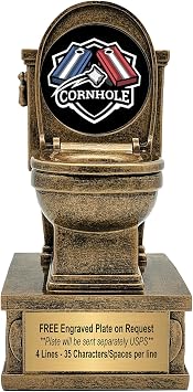Decade Awards Action Pedestal Gold Toilet Bowl Trophy with Optional Inserts - Custom Engraved Plate On Request 7 Inch Tall