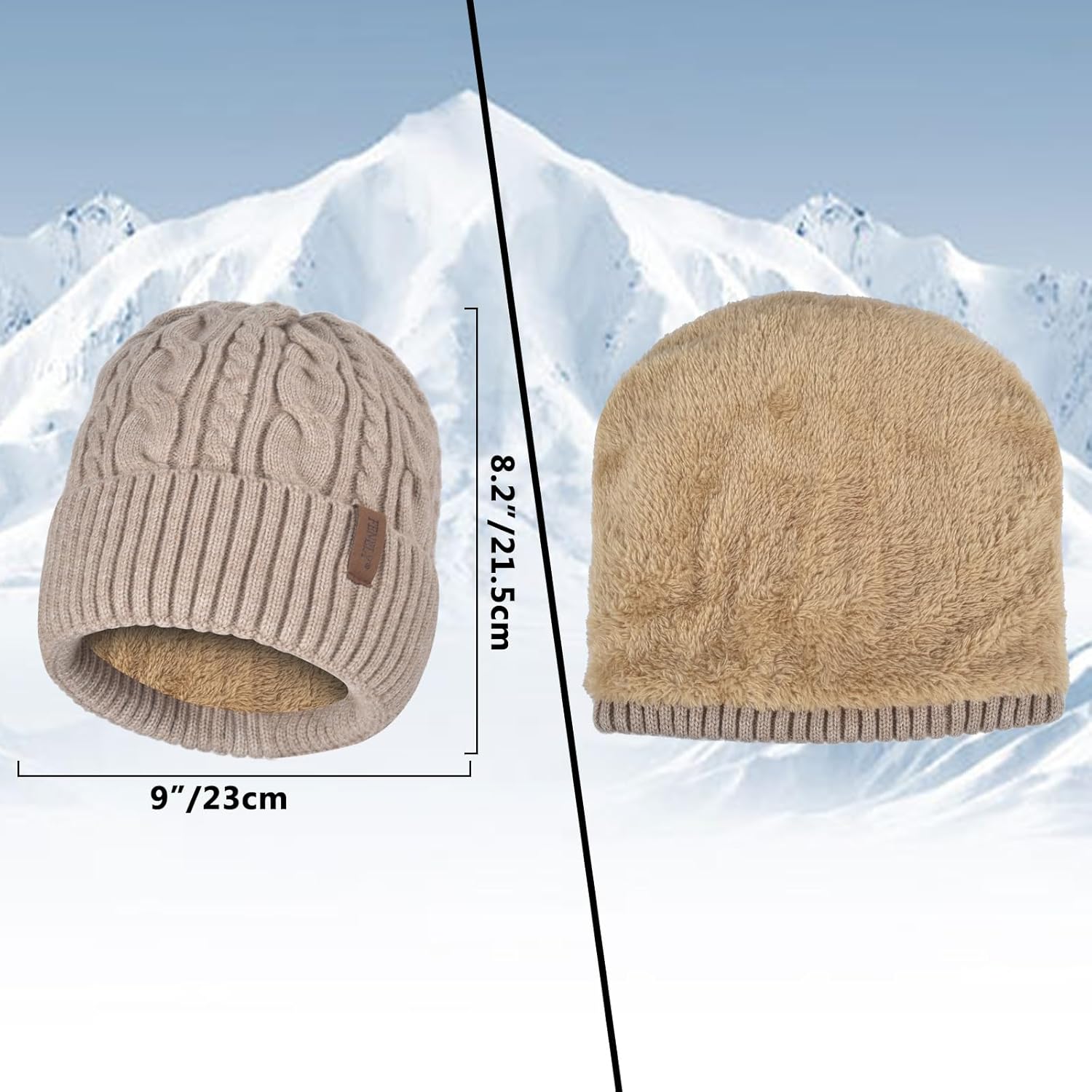 Men Winter Beanie Hat Touchscreen Gloves Scarf Set Warm Fleece Lined - Image 2