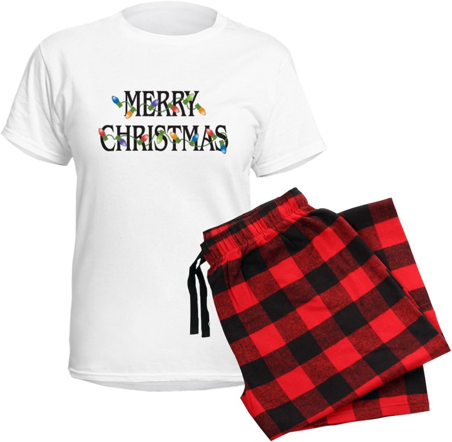 CafePress Merry Christmas Women's Light Pajamas Women's Novelty Cotton Pajama Set, Comfortable PJ Sleepwear
